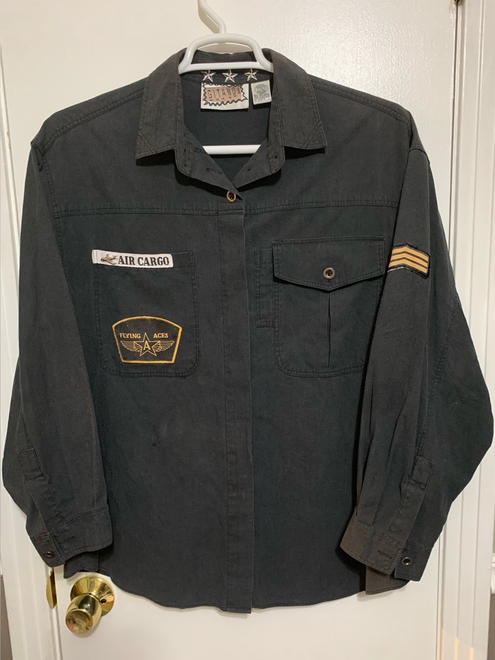 Vintage Gitano Air Cargo Utility Shirt 20W Military Gorpcore Black